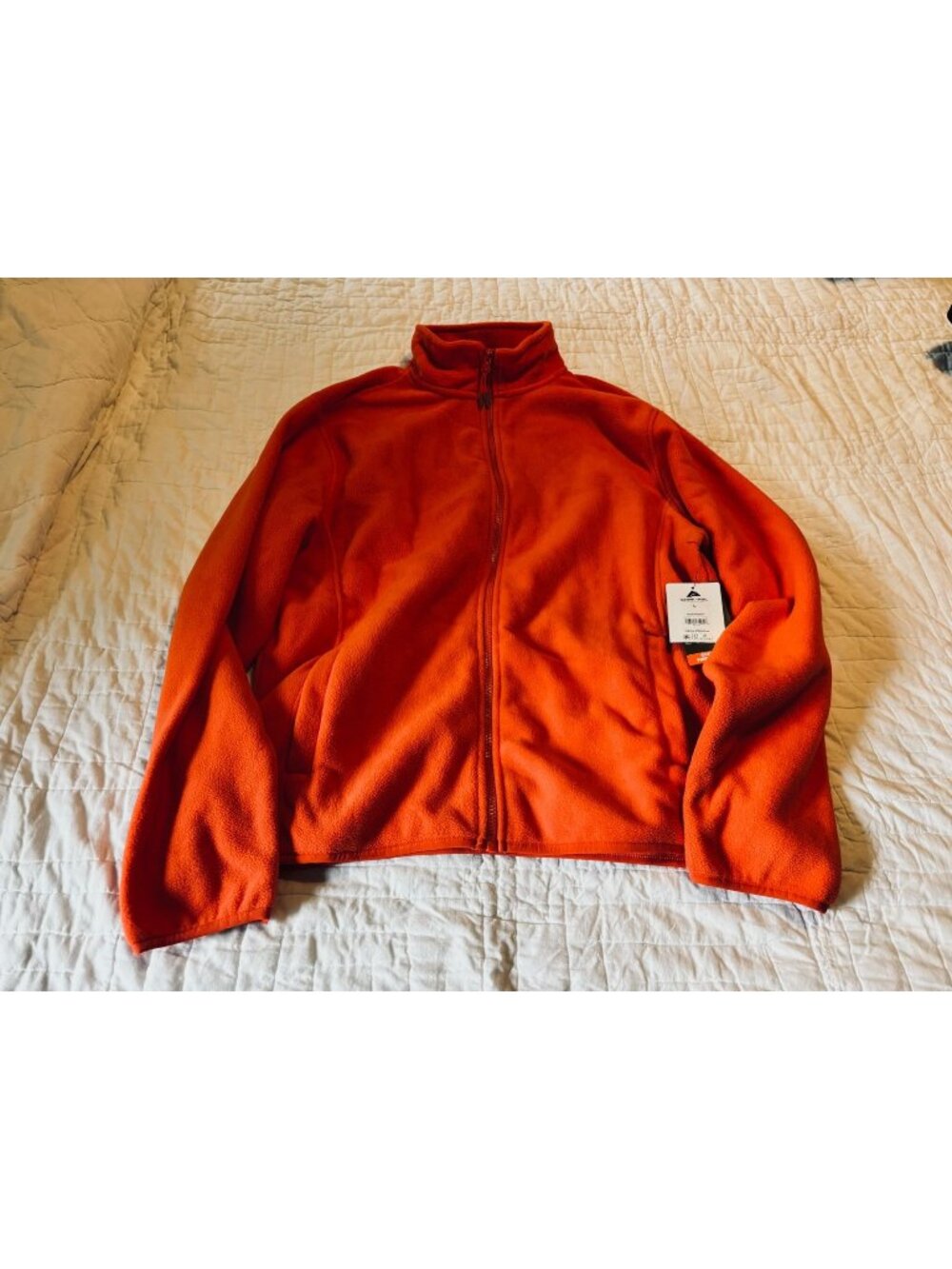 Ozark Trail Mens Polar Fleece Jacket Size L Orange Full-Zip Lightweight Outdoor